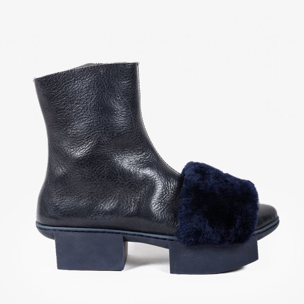 Trippen Sofa f Navy Zip Fur Trim Boots